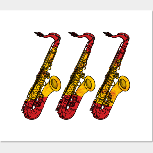 Saxophone Spanish Flag Saxophonist Sax Player Spain Posters and Art